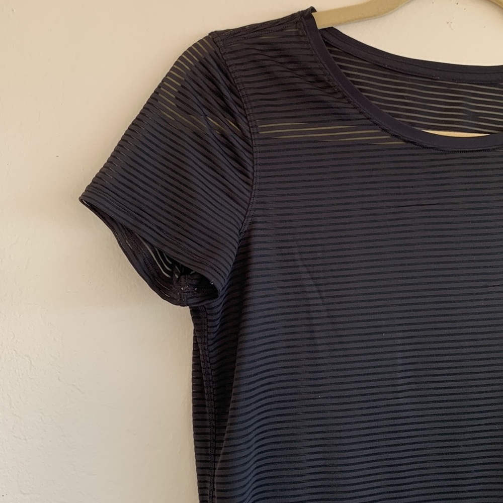 Lululemon sheer and solid striped black top - size 4